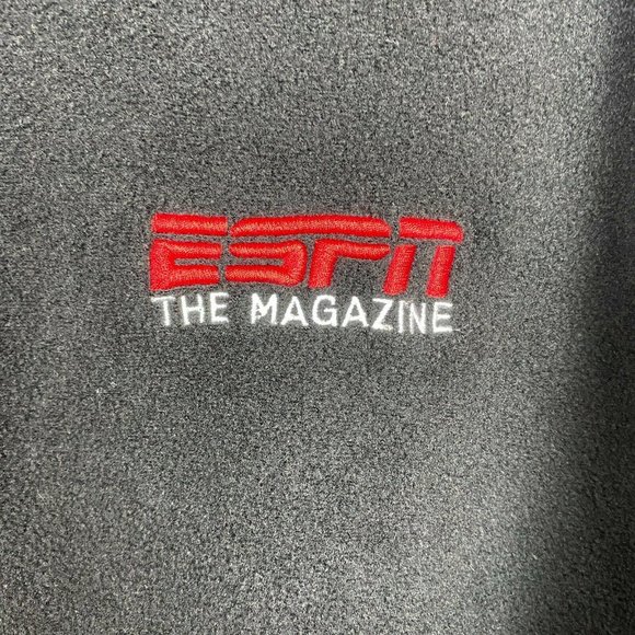 ESPN The Magazine Fleece Pullover Jacket XL Men Black 1/4 Zip Mock Neck - Picture 3 of 7